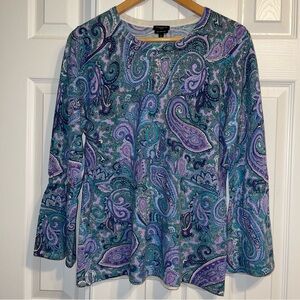 Talbots Women’s Petite Paisley Bell Sleeve Wool Sweater Size PL.        A148